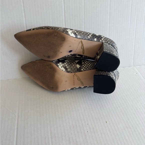 Brian Atwood B-Kacie Gray Leather Snakeskin Print Chunky Block Heel Womens 6 - Picture 6 of 7